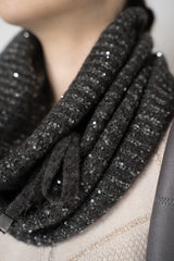D. Exterior Wool Alpaca Sequined Knit Snood Scarf in Grey Vancouver. Shop Online or in Store.