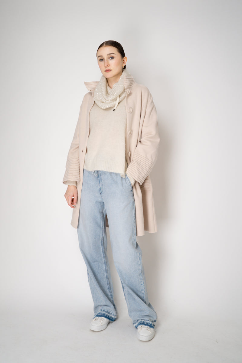 D. Exterior Wool Alpaca Soft V-Neck Pullover in White Vancouver. Shop Online or in Store.