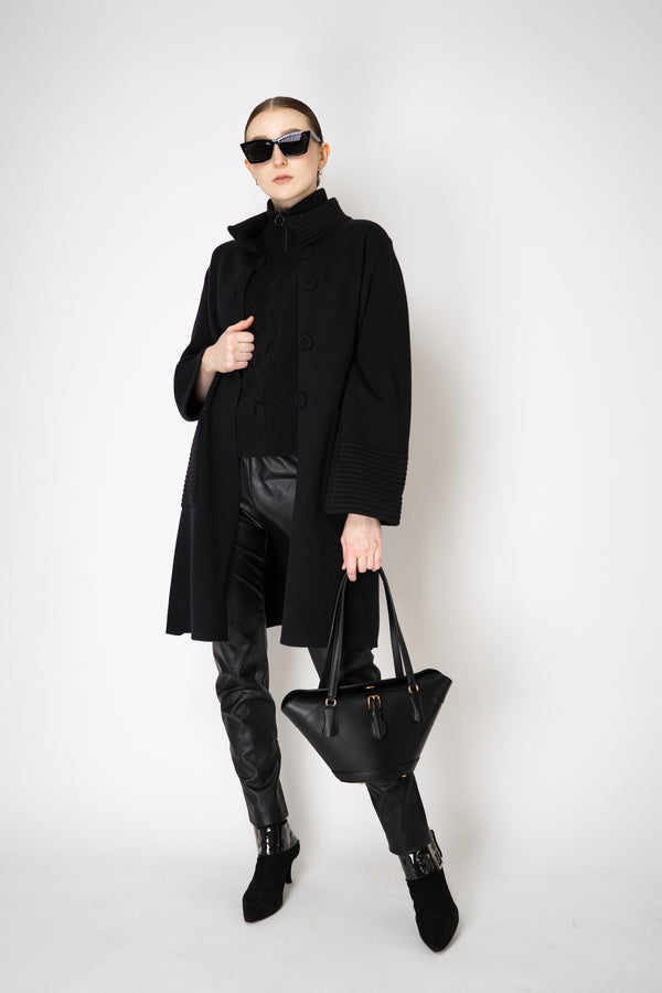 D. Exterior Wool Cashmere Knit Coat in Black Vancouver. Shop Online or in Store.