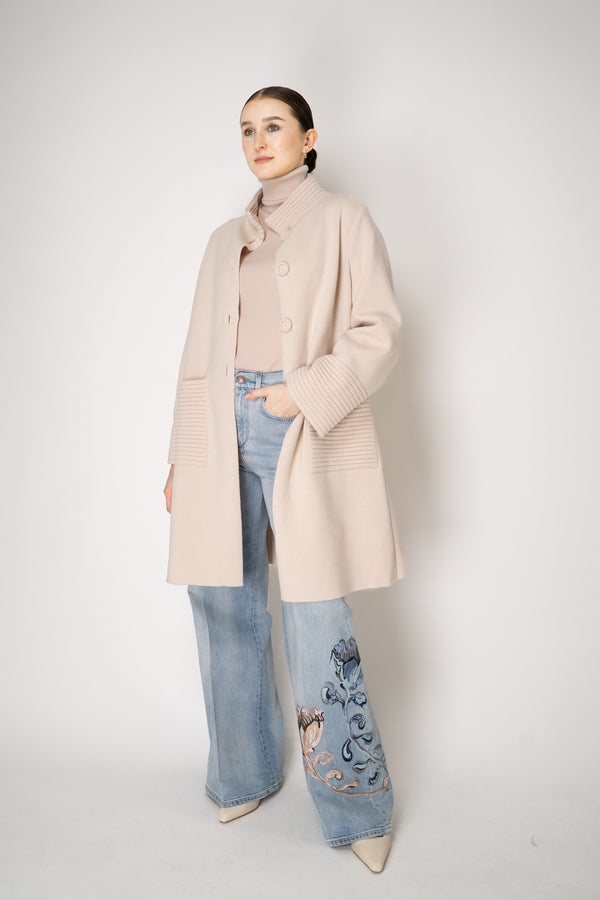 D. Exterior Wool Cashmere Knit Coat in Light Rosewood Pink Vancouver. Shop Online or in Store.