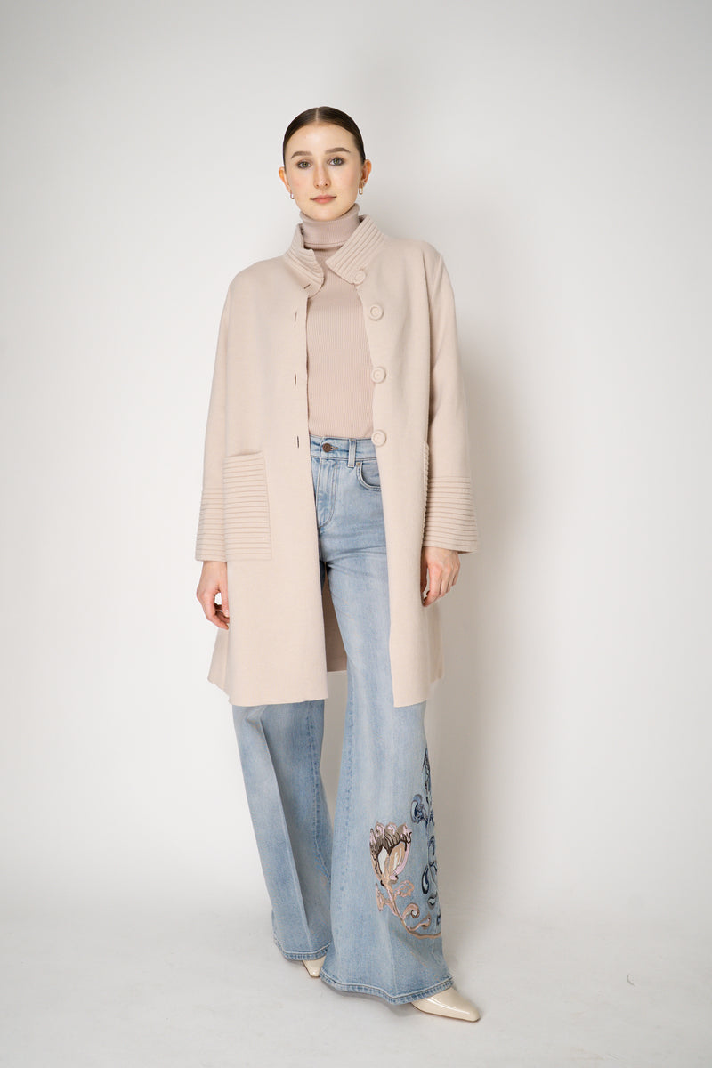 D. Exterior Wool Cashmere Knit Coat in Light Rosewood Pink Vancouver. Shop Online or in Store.