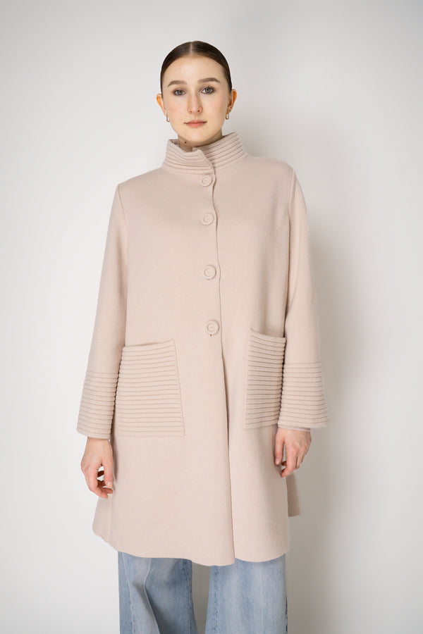 D. Exterior Wool Cashmere Knit Coat in Light Rosewood Pink Vancouver. Shop Online or in Store.
