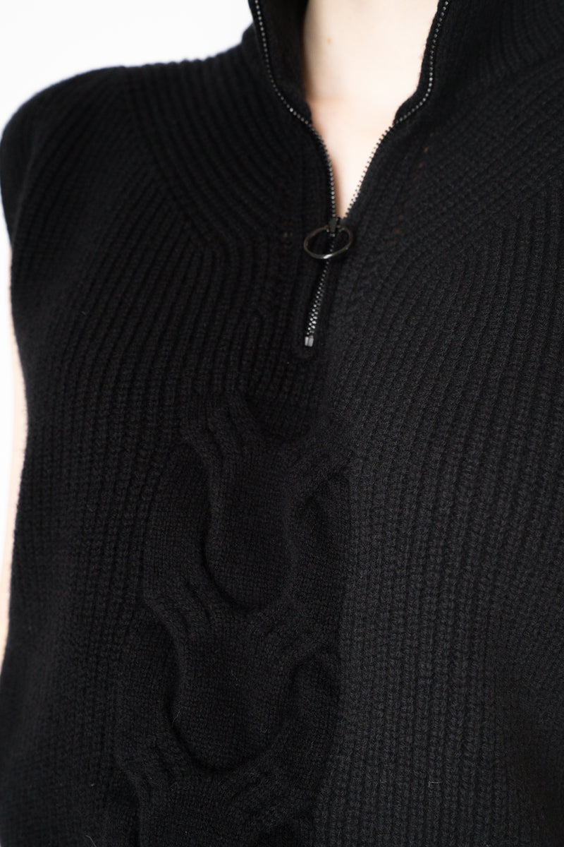 D. Exterior Wool Cashmere Stockinette Stitch Knit Vest in Black Vancouver. Shop Online or in Store.