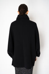 D. Exterior Wool Cashmere Stretch Knit Cape Coat in Black Vancouver. Shop Online or in Store.