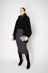 D. Exterior Wool Cashmere Stretch Knit Cape Coat in Black Vancouver. Shop Online or in Store.