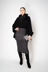 D. Exterior Wool Cashmere Stretch Knit Cape Coat in Black Vancouver. Shop Online or in Store.