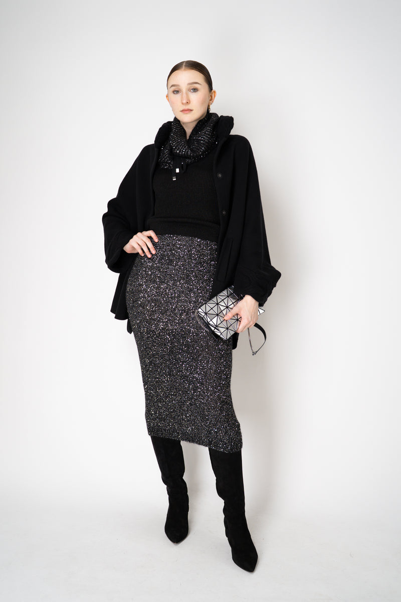 D. Exterior Wool Cashmere Stretch Knit Cape Coat in Black Vancouver. Shop Online or in Store.
