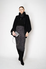 D. Exterior Wool Cashmere Stretch Knit Cape Coat in Black Vancouver. Shop Online or in Store.