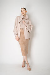 D. Exterior Wool Cashmere Stretch Knit Cape Coat in Light Rosewood Pink Vancouver. Shop Online or in Store.