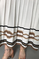 D. Exterior Ribbed Knit Skirt in White with Bronze Lurex Pattern Vancouver. Shop Online or in Store.