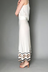 D. Exterior Ribbed Knit Skirt in White with Bronze Lurex Pattern
