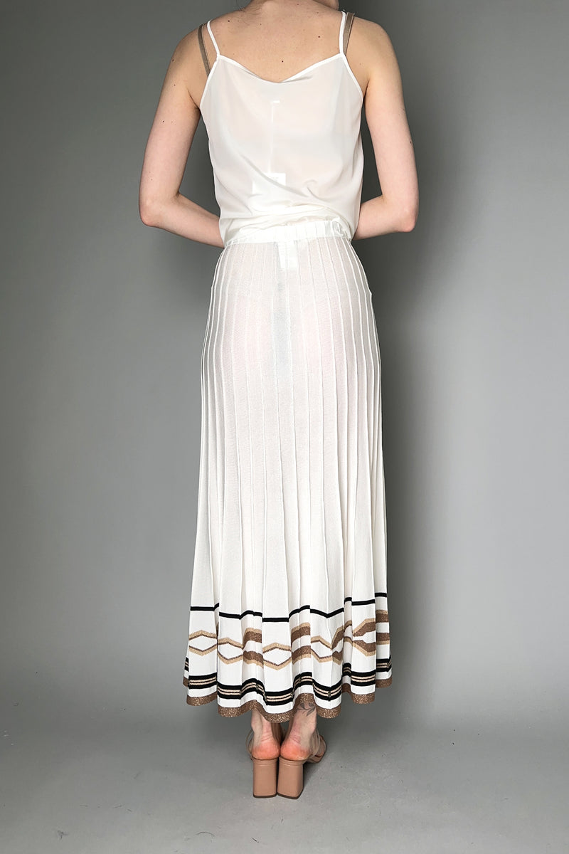 D. Exterior Ribbed Knit Skirt in White with Bronze Lurex Pattern Vancouver. Shop Online or in Store.