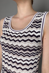 D. Exterior Lurex Knit Dress in Purple Chevron Vancouver. Shop Online or in Store.