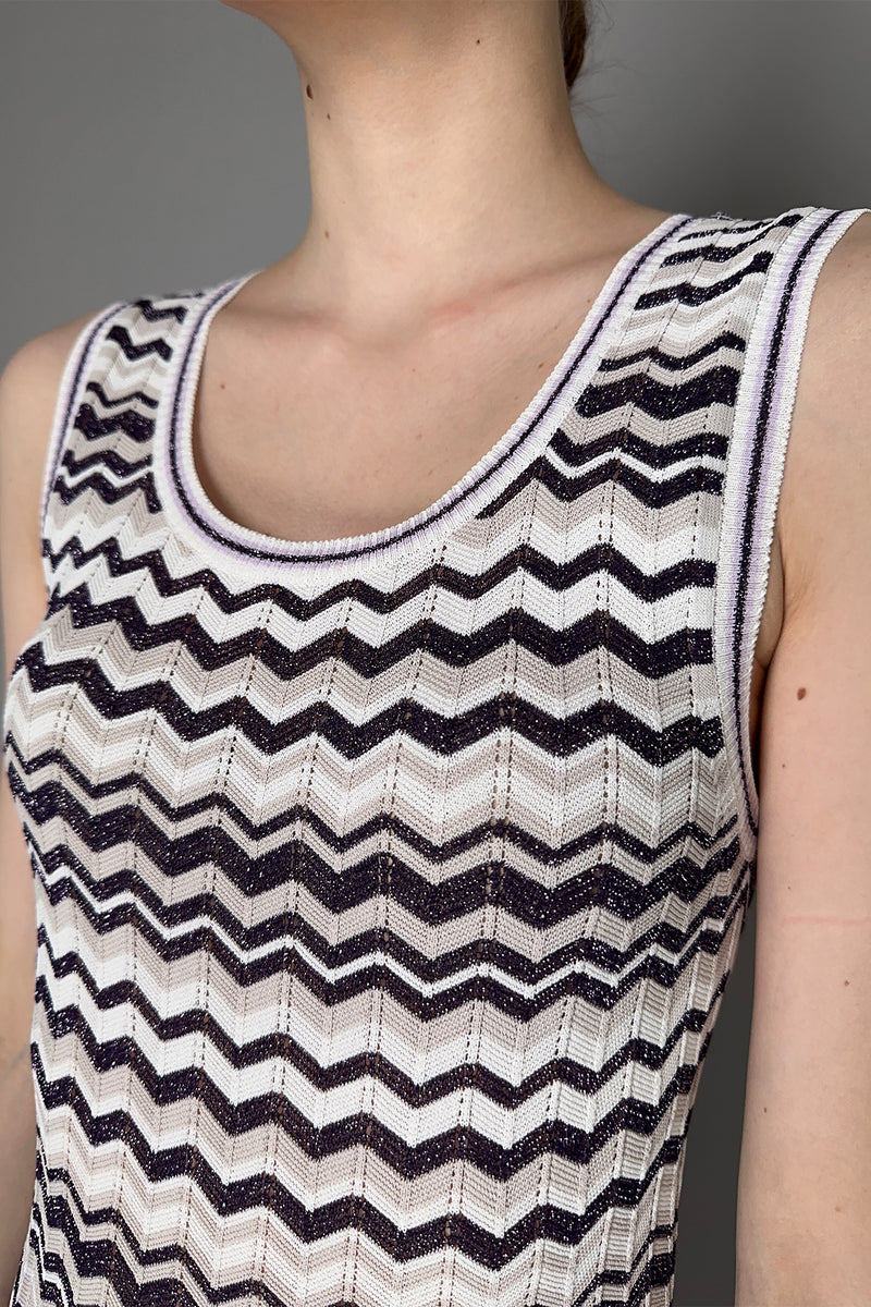 D. Exterior Lurex Knit Dress in Purple Chevron Vancouver. Shop Online or in Store.