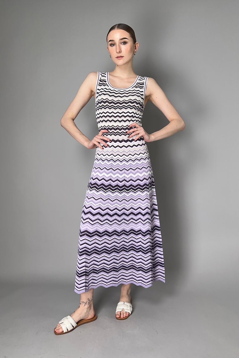 D. Exterior Lurex Knit Dress in Purple Chevron Vancouver. Shop Online or in Store.