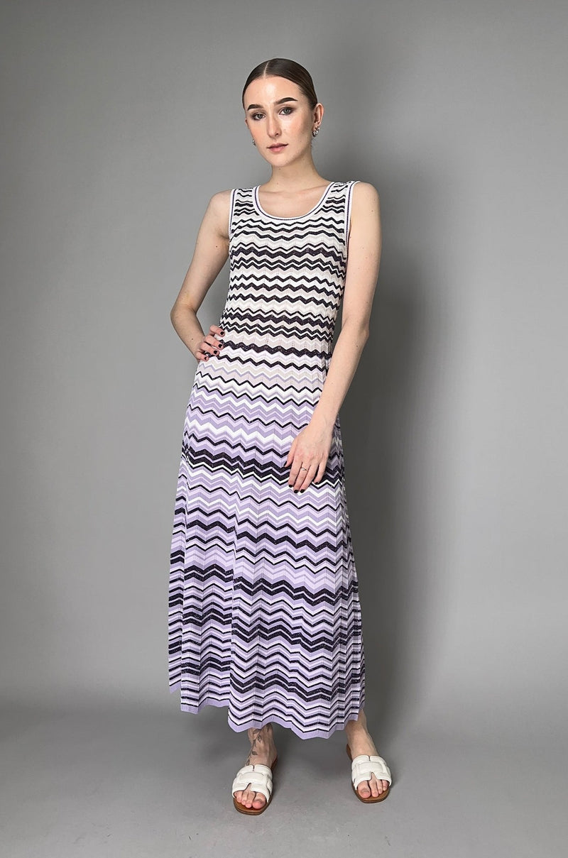 D. Exterior Lurex Knit Dress in Purple Chevron Vancouver. Shop Online or in Store.