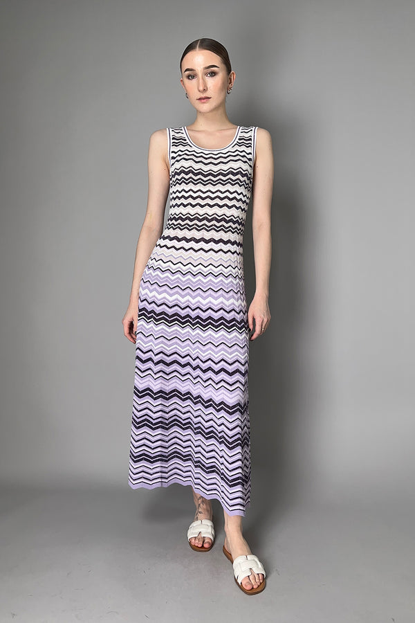 D. Exterior Lurex Knit Dress in Purple Chevron