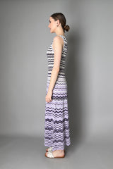 D. Exterior Lurex Knit Dress in Purple Chevron Vancouver. Shop Online or in Store.