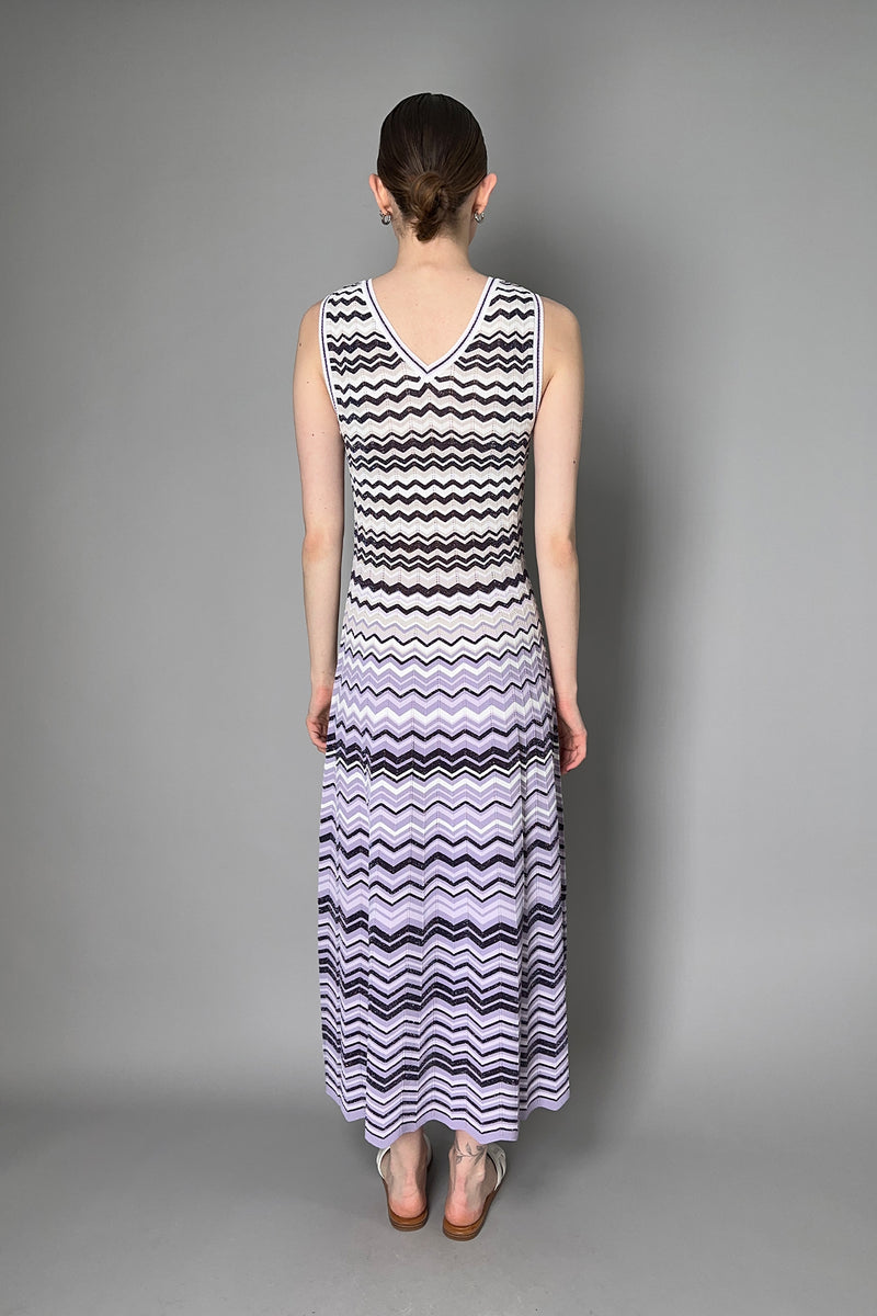 D. Exterior Lurex Knit Dress in Purple Chevron Vancouver. Shop Online or in Store.