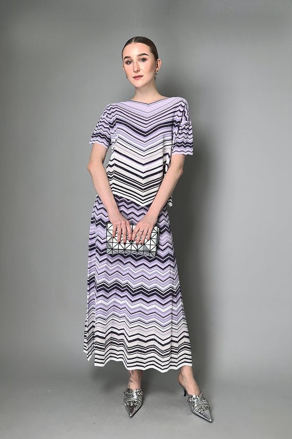 D. Exterior Lurex Knit Skirt in Purple Chevron Vancouver. Shop Online or in Store.