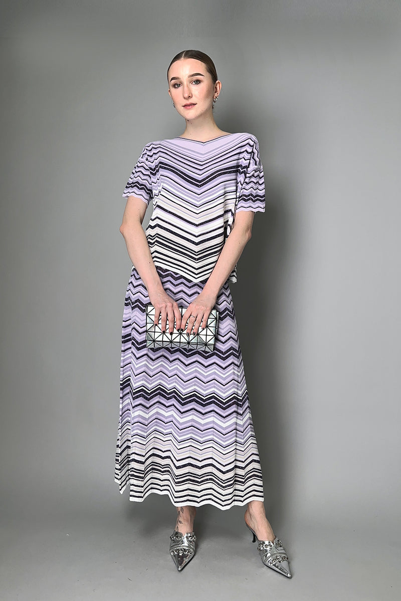 D. Exterior Lurex Knit Skirt in Purple Chevron Vancouver. Shop Online or in Store.