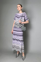 D. Exterior Lurex Knit Skirt in Purple Chevron