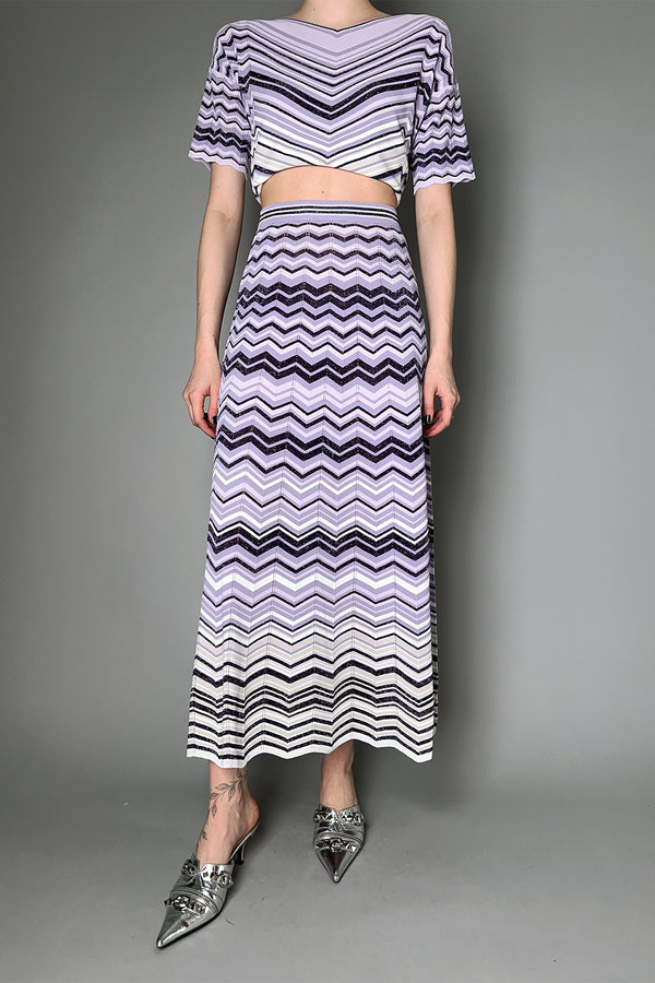 D. Exterior Lurex Knit Skirt in Purple Chevron Vancouver. Shop Online or in Store.