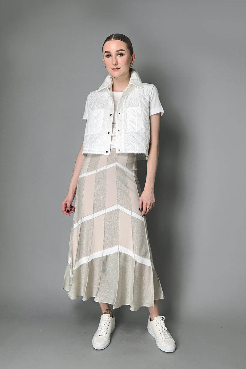 D. Exterior A-Line Chevron Skirt with Lurex Details in Sand