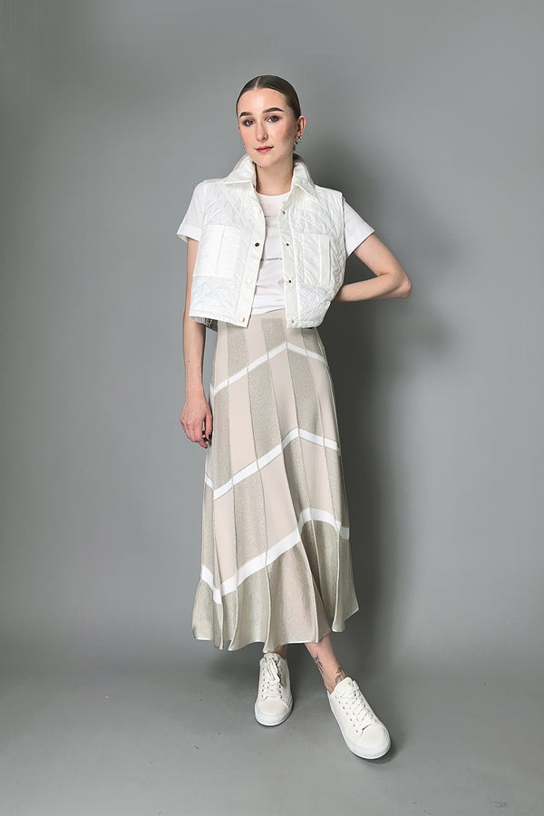 D. Exterior A-Line Chevron Skirt with Lurex Details in Sand