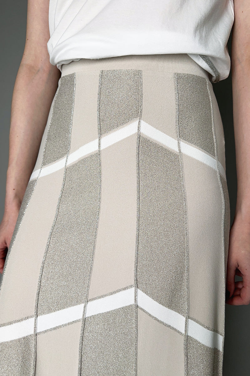 D. Exterior A-Line Chevron Skirt with Lurex Details in Sand Vancouver. Shop Online or in Store.