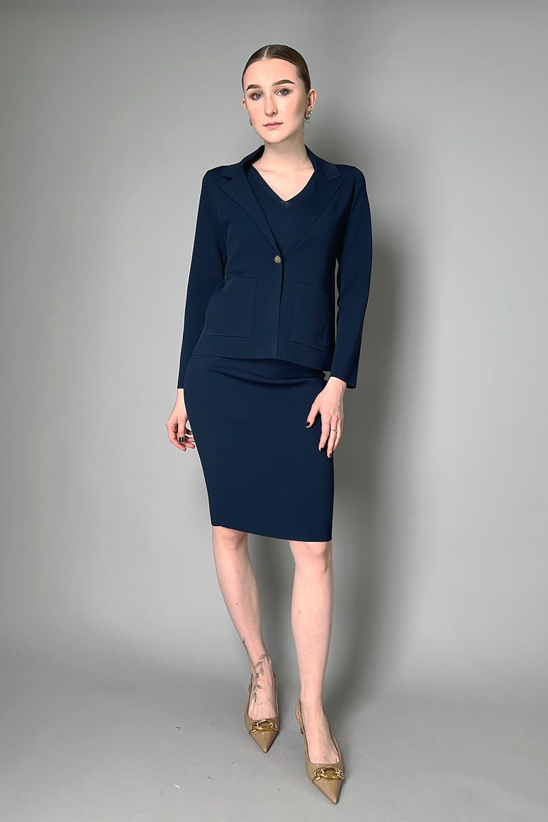 D. Exterior Viscose Knit Blazer in Navy Vancouver. Shop Online or in Store.