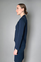 D. Exterior Viscose Knit Blazer in Navy