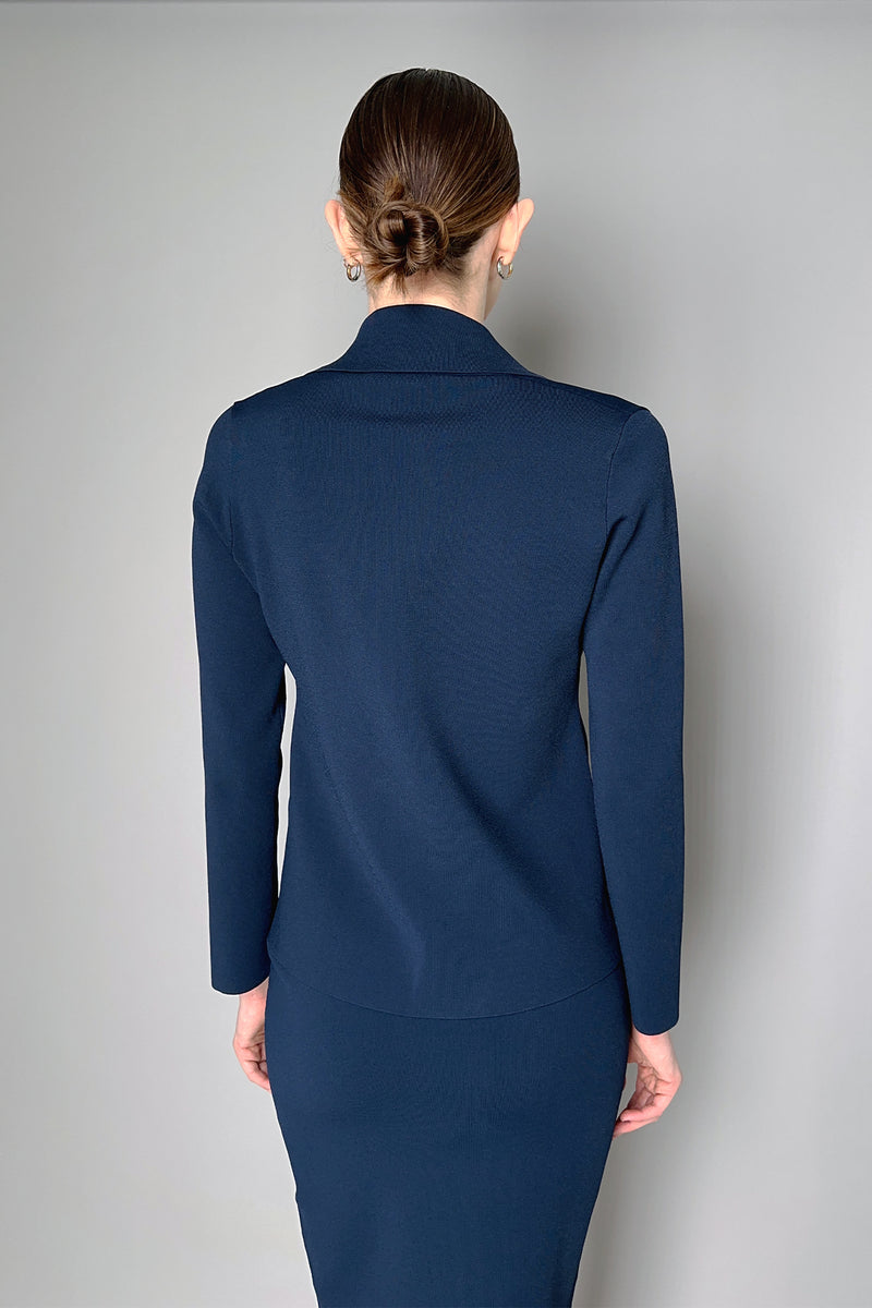 D. Exterior Viscose Knit Blazer in Navy