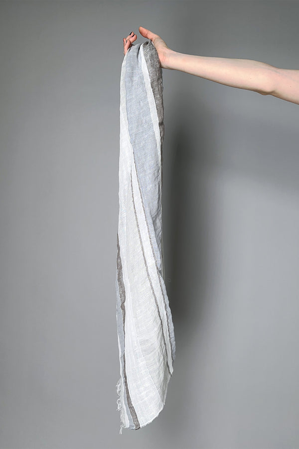 D. Exterior Linen Blend Pinstripe Scarf in Grey