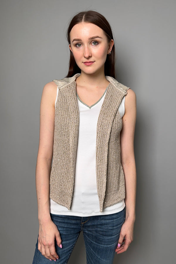 D. Exterior Hooded Sequin Vest with Taffeta Back in Gold - Ashia Mode - Vancouver BC