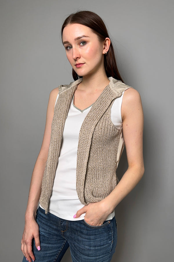 D. Exterior Hooded Sequin Vest with Taffeta Back in Gold - Ashia Mode - Vancouver BC