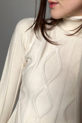 D. Exterior Turtleneck Sweater with Embossed Pattern in Latte - Ashia Mode - Vancouver