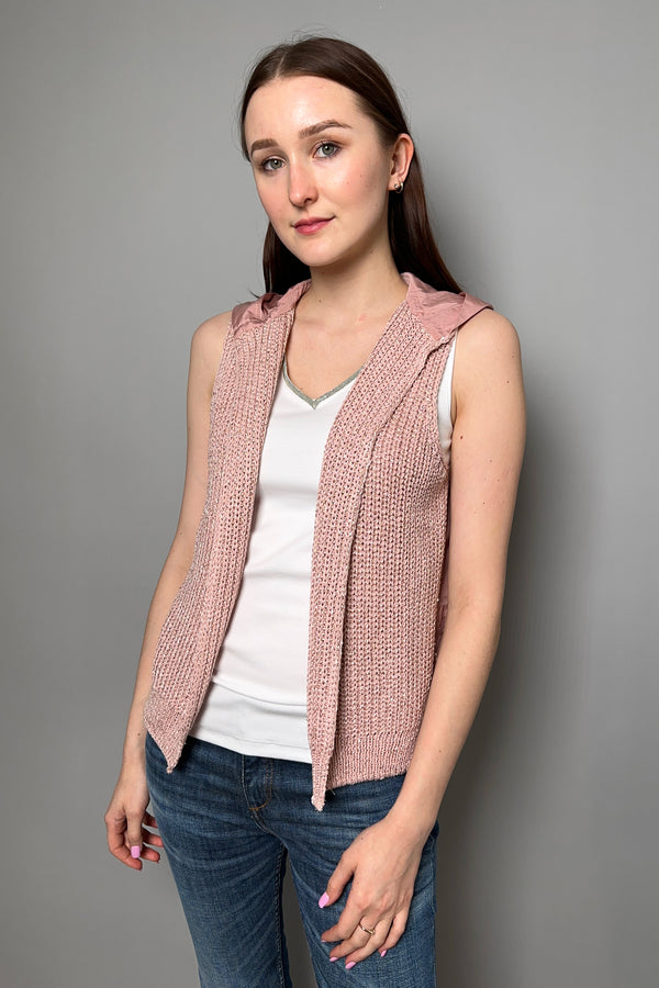 D. Exterior Hooded Sequin Vest with Taffeta Back in Rose Quartz - Ashia Mode - Vancouver BC