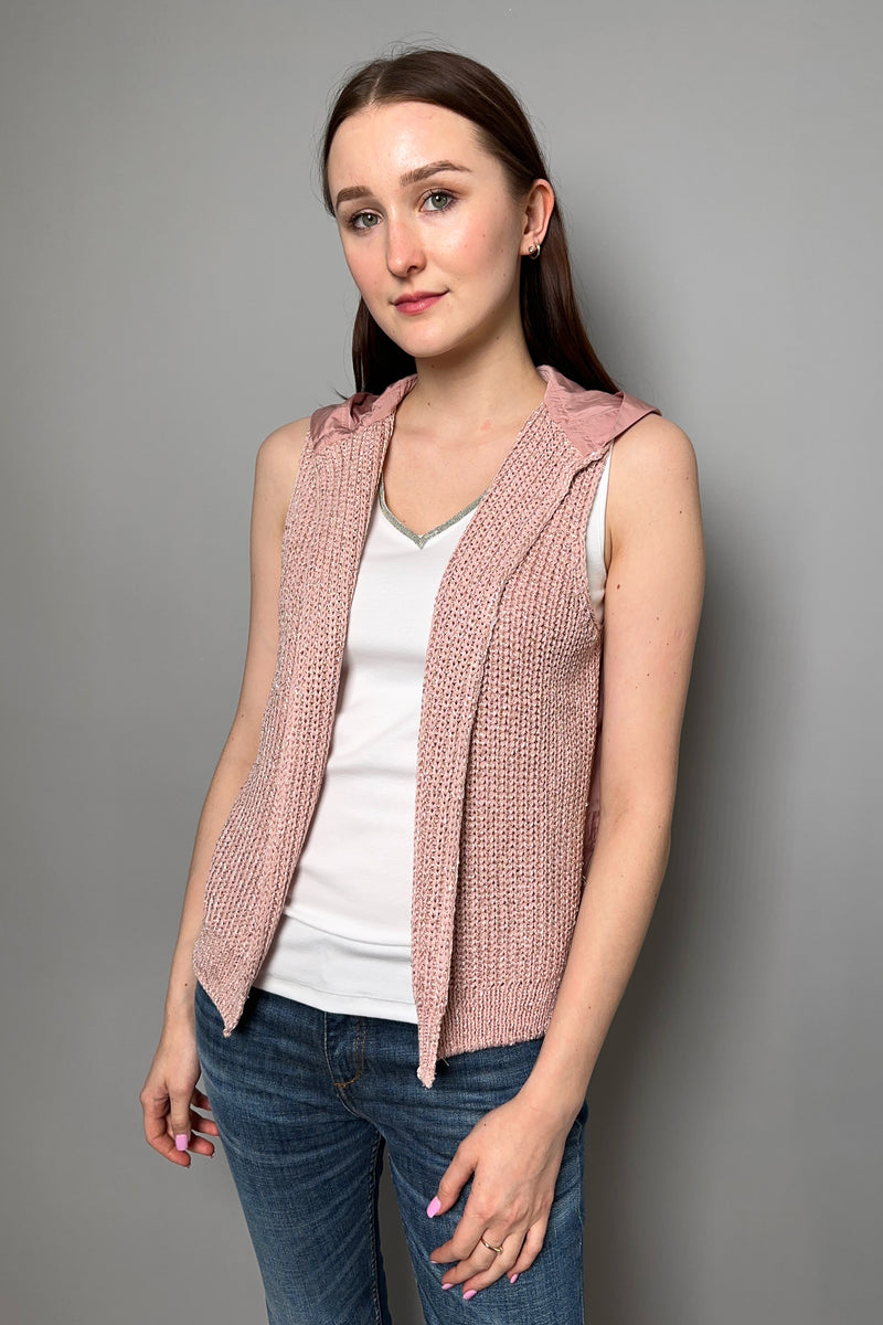 D. Exterior Hooded Sequin Vest with Taffeta Back in Rose Quartz - Ashia Mode - Vancouver BC