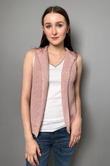 D. Exterior Hooded Sequin Vest with Taffeta Back in Rose Quartz - Ashia Mode - Vancouver BC
