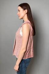 D. Exterior Hooded Sequin Vest with Taffeta Back in Rose Quartz - Ashia Mode - Vancouver BC
