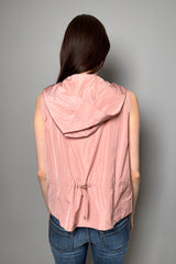 D. Exterior Hooded Sequin Vest with Taffeta Back in Rose Quartz - Ashia Mode - Vancouver BC