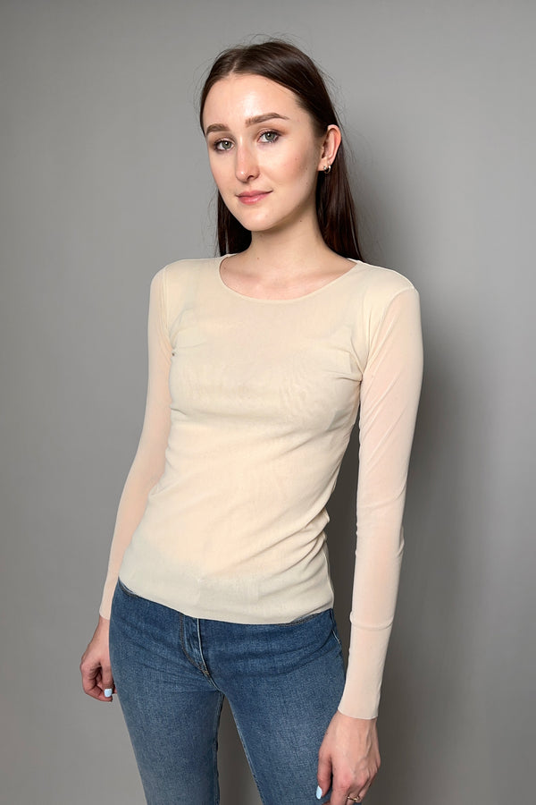 D. Exterior Stretch Tulle Top in Latte - Ashia Mode - Vancouver