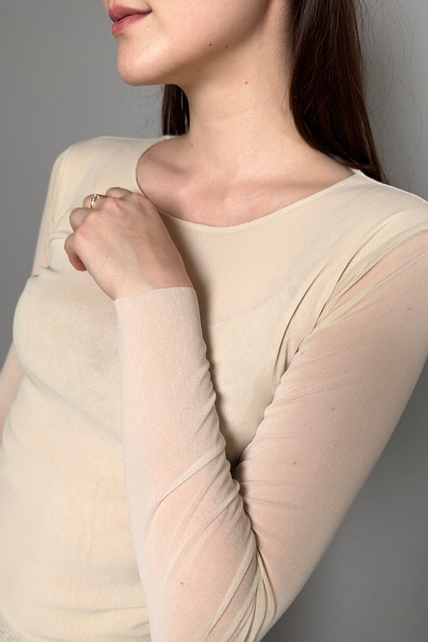 D. Exterior Stretch Tulle Top in Latte - Ashia Mode - Vancouver