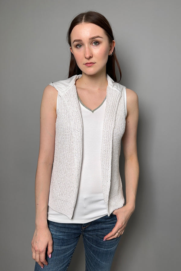 D. Exterior Hooded Sequin Vest with Taffeta Back in White - Ashia Mode -  Vancouver BC