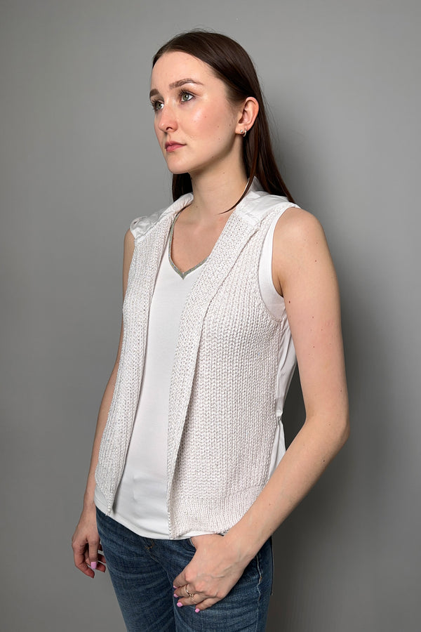D. Exterior Hooded Sequin Vest with Taffeta Back in White - Ashia Mode -  Vancouver BC