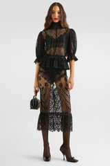 Dolce & Gabbana Chantilly Lace Midi Skirt in Black