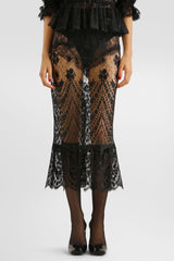 Dolce & Gabbana Chantilly Lace Midi Skirt in Black