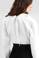 Dolce & Gabbana Cotton Poplin Fitted Mirror Button-Up Blouse in White