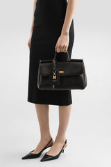 Dolce & Gabbana Medium My Sicily Handbag in Plongé Calfskin in Black